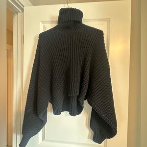 Diesel Black Gold Black Batwing Cropped Oversized Turtleneck